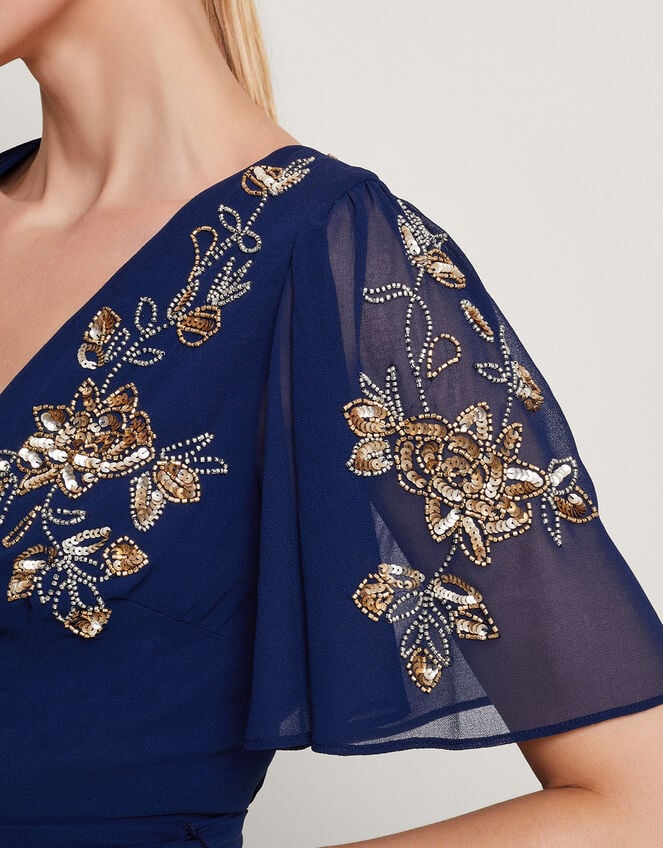 Sarah Embellished Wrap Dress , Blue (MIDNIGHT), large
