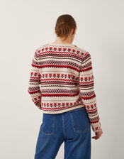 Juno Floral Fair Isle Cardigan, Ivory (IVORY), large