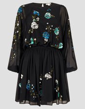 Penelope Embellished Tunic Mini Dress, Black (BLACK), large