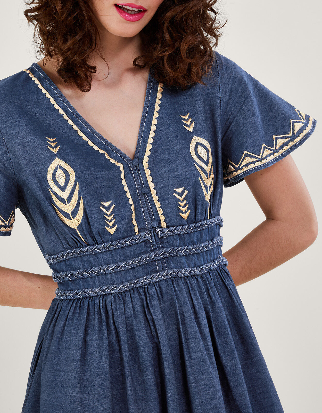 Peacock Feather Dress Blue Day Dresses Monsoon UK