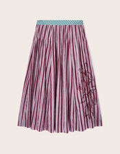 East Vika Hand-Woodblock Stripe Maxi Skirt, Red (BERRY), large