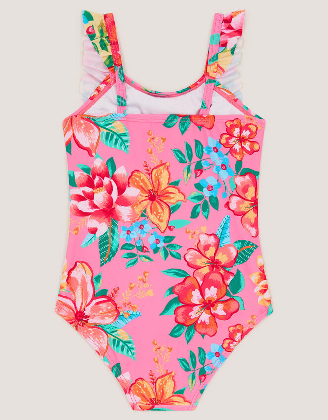 Baby Tropical Flower Frill Swimsuit, Yellow (YELLOW), large