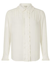 Pleated Collar Blouse, Ivory (IVORY), large