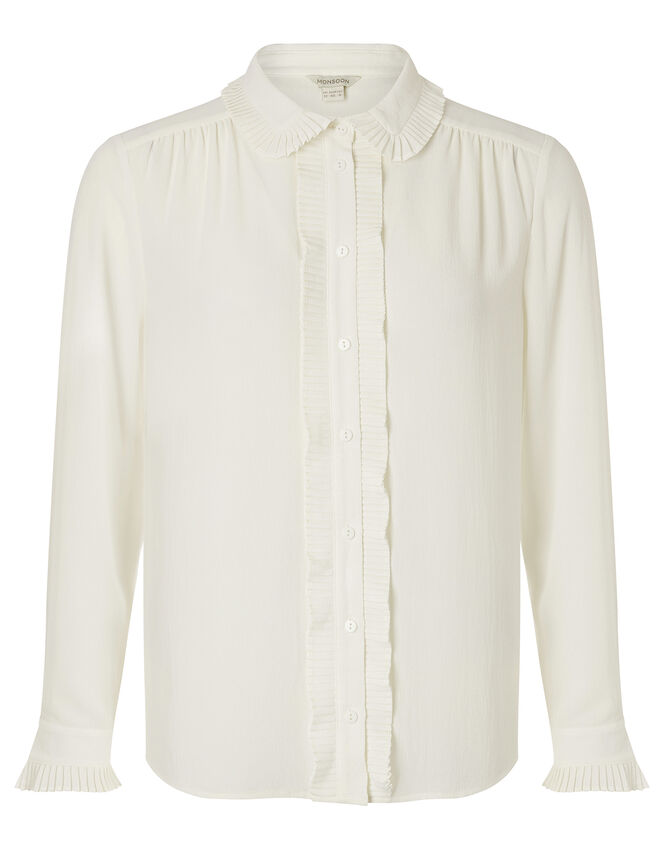 Pleated Collar Blouse, Ivory (IVORY), large
