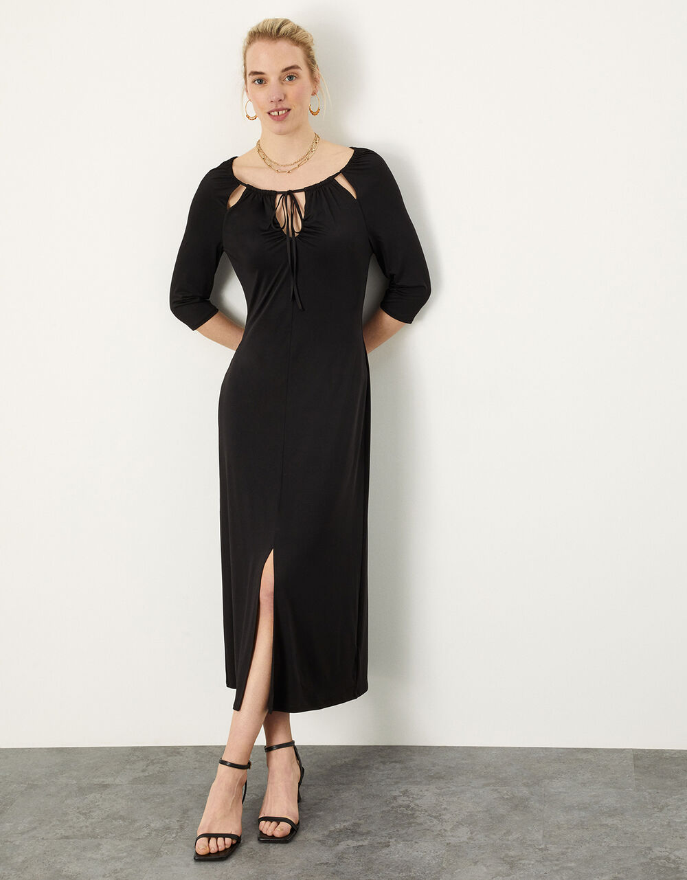 Women Dresses | Plain Jersey Strappy Dress Black - LU05791
