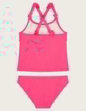 Flower Strap Ruffle Tankini Set, Pink (PINK), large