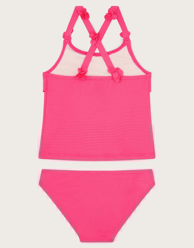 Flower Strap Ruffle Tankini Set, Pink (PINK), large