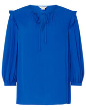 Tie Neck Top with Sustainable Viscose, Blue (COBALT), large