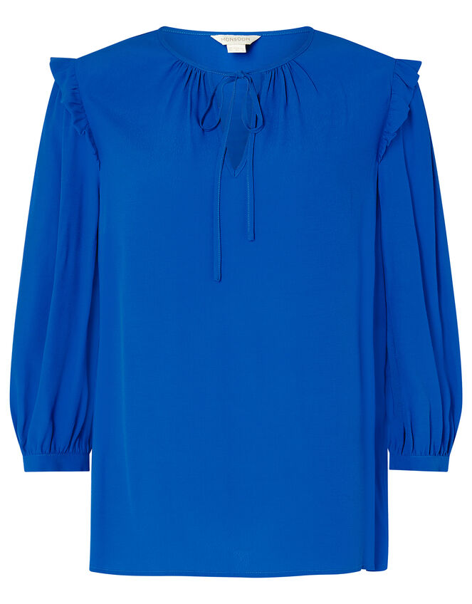 Tie Neck Top with Sustainable Viscose, Blue (COBALT), large