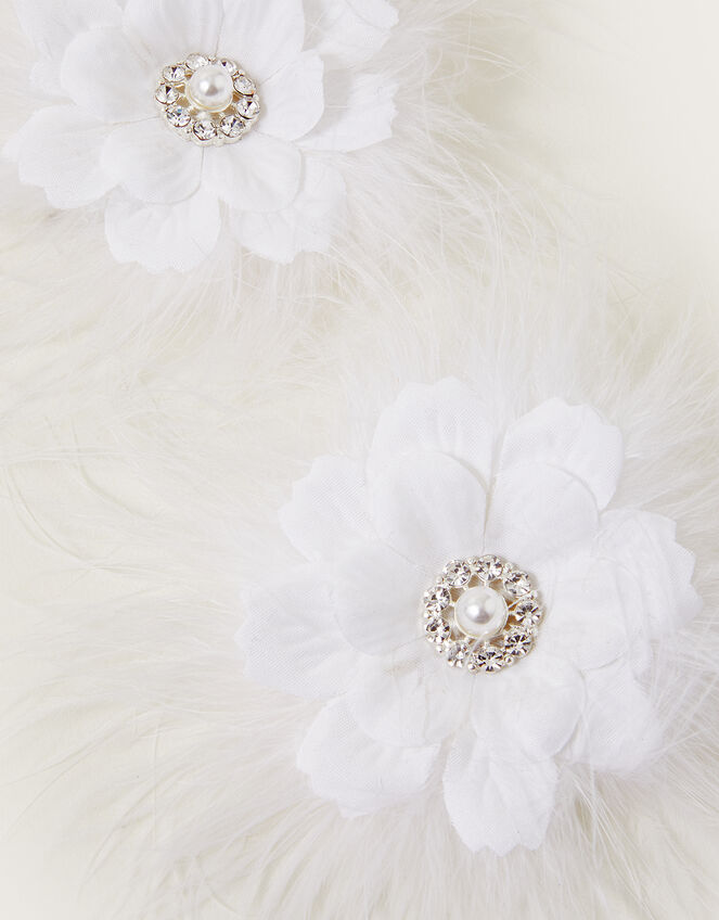 Fluffy Pearl Flower Clips Set of Two, , large