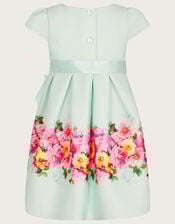 Baby Floral Border Print Scuba Dress, Green (MINT), large