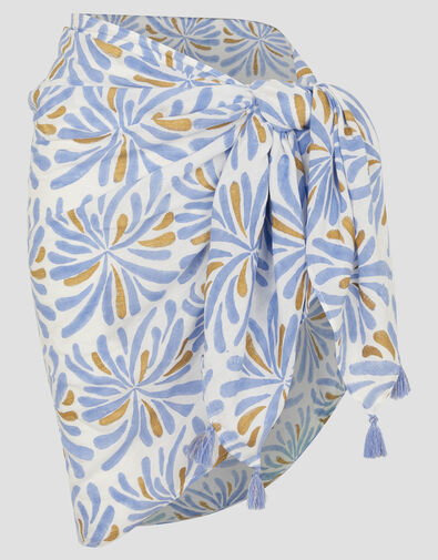 Cece Woodblock Tassel Sarong, , large