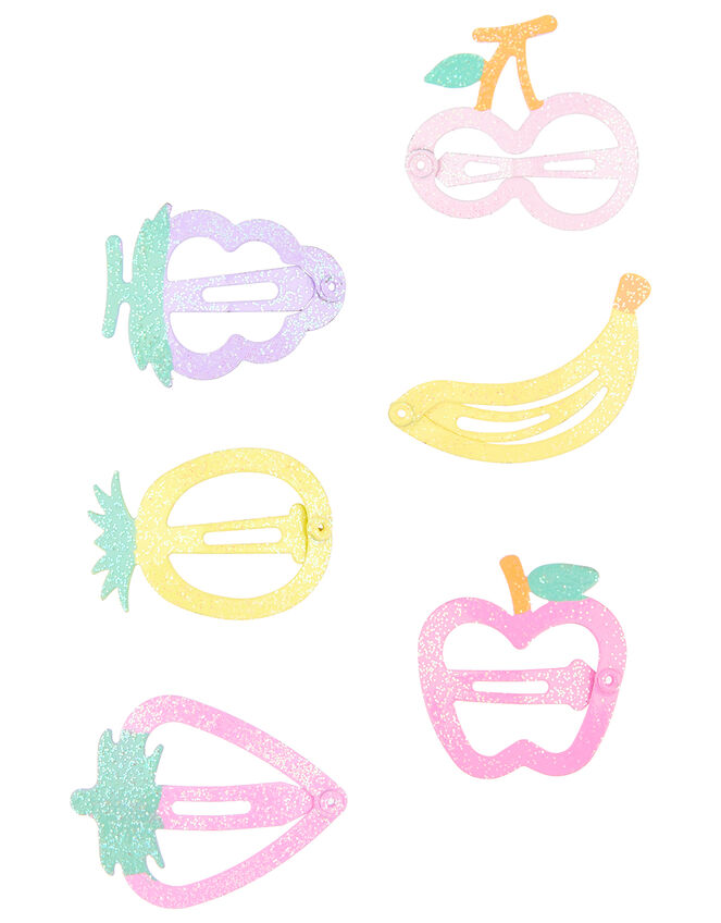Glitter Fruit Hair Clip Set, , large