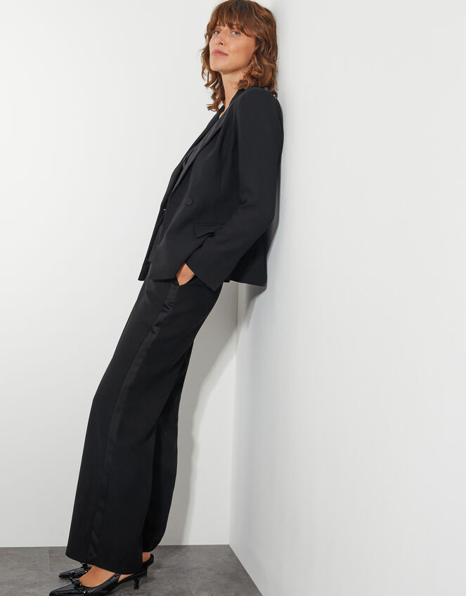 Ava Tuxedo Wide Leg Trousers, Black (BLACK), large