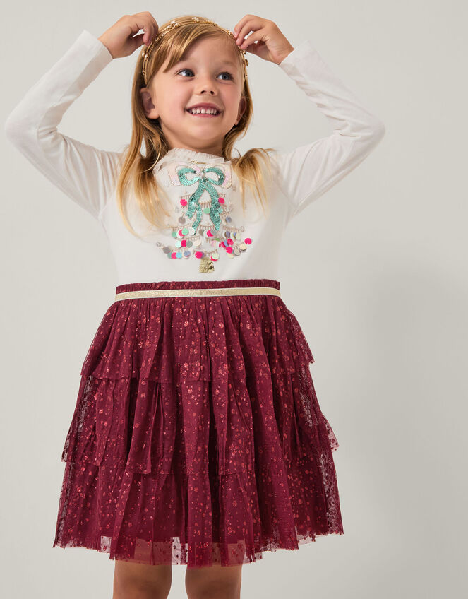 Christmas Tree Tulle Disco Dress, Red (RED), large