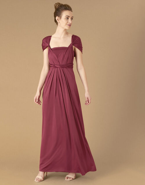 Tallulah Twist Me Tie Me Jersey Bridesmaid Dress, Red (BURGUNDY), large