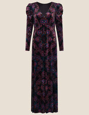 Victoria Printed Maxi Dress, Black (BLACK), large