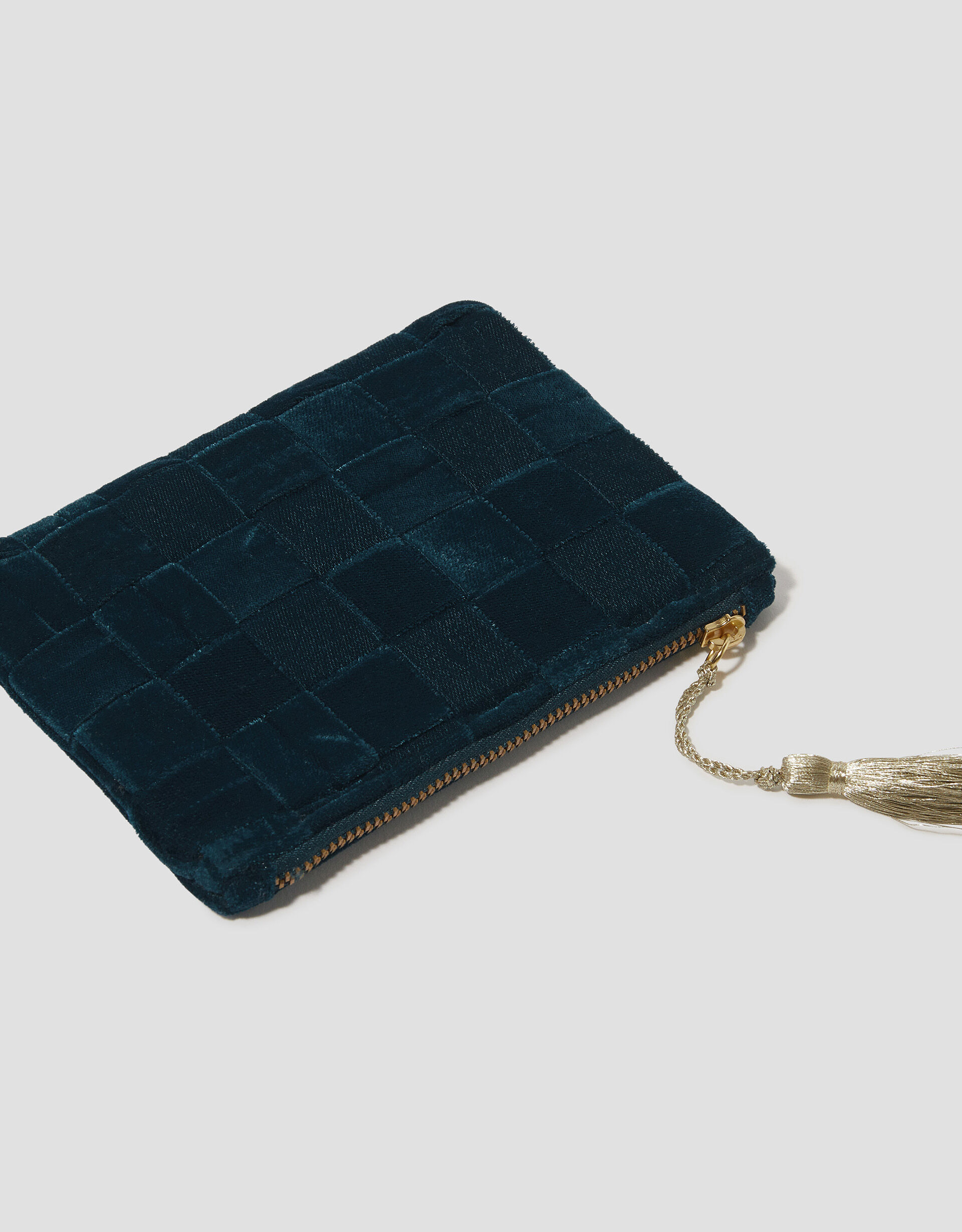 Woven Velvet Coin Purse Teal