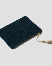 Woven Velvet Coin Purse, Teal (TEAL), large
