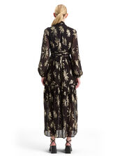 Scotch and Soda Metallic Tie Neck Maxi Dress, Black (BLACK), large