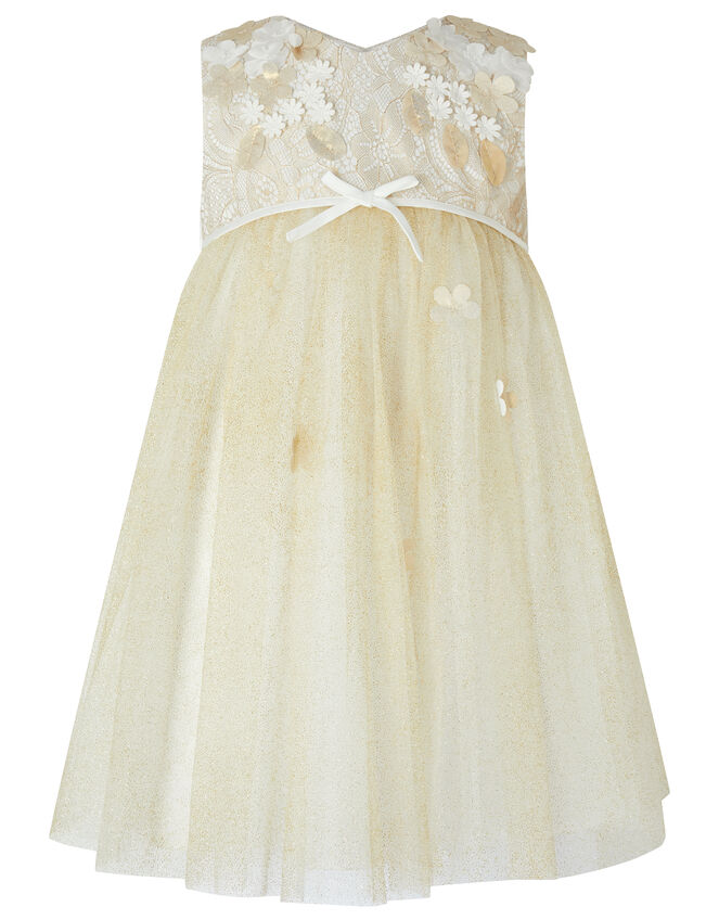 Baby Lilly Lace and Glitter Dress, Gold (GOLD), large
