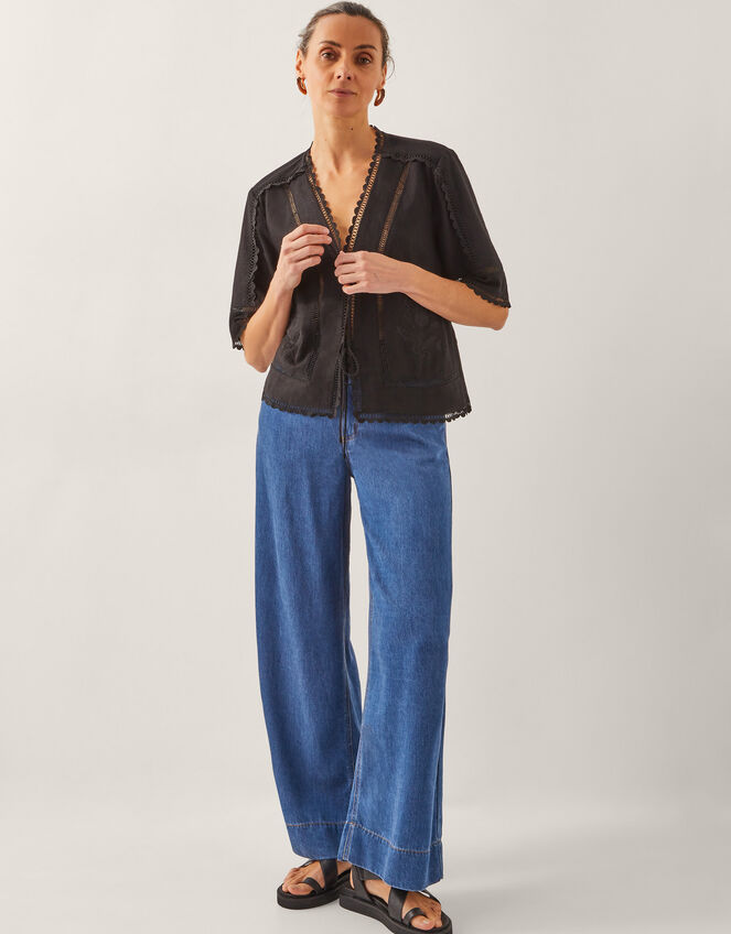 Hayley Lace Tie Top, Black (BLACK), large