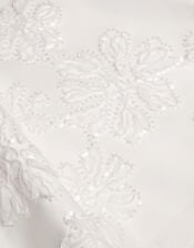 Puff Sleeve Floral Embellished Party Dress, Ivory (IVORY), large