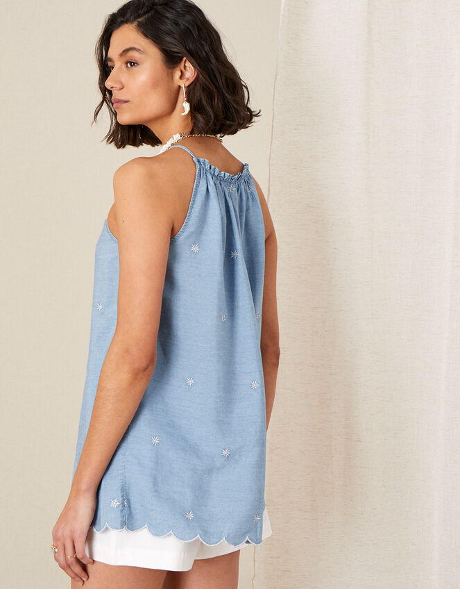 Scallop Cami in LENZING™ TENCEL™, Blue (BLUE), large