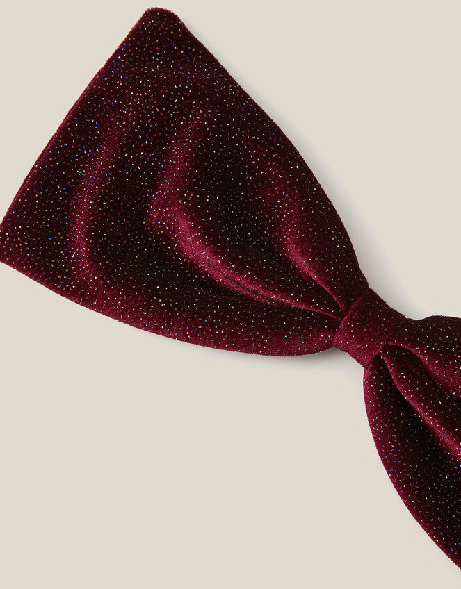 Sparkle Velvet Bow Hair Clip, Red (BURGUNDY), large