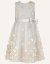 3D Petal Glitter Dress, Grey (GREY), large
