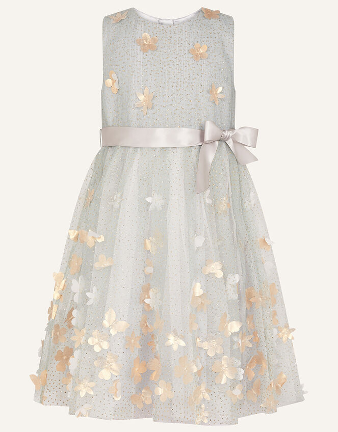 3D Petal Glitter Dress, Grey (GREY), large