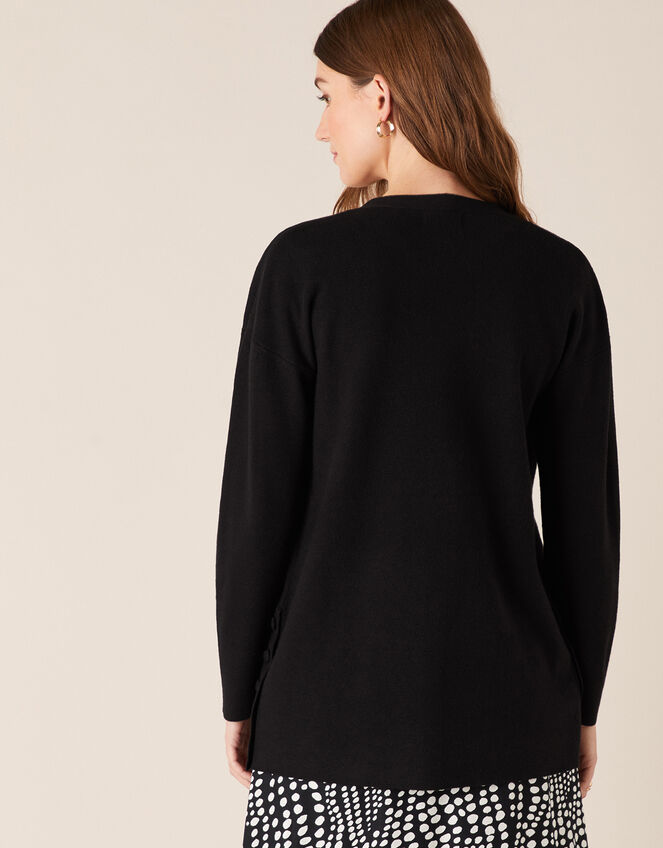 Button Side Edge-to-Edge Cardigan , Black (BLACK), large