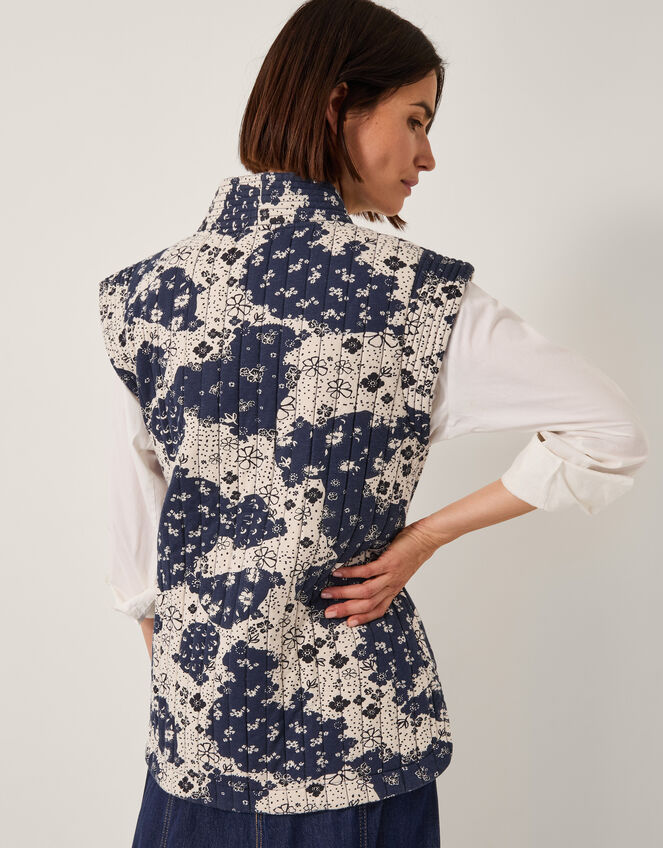 Alison Floral Quilted Gilet, Blue (NAVY), large