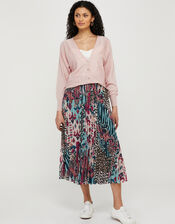 Briyanna Blouson Cardigan in Linen Blend, Pink (BLUSH), large
