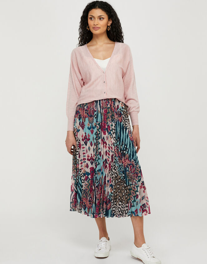Briyanna Blouson Cardigan in Linen Blend, Pink (BLUSH), large