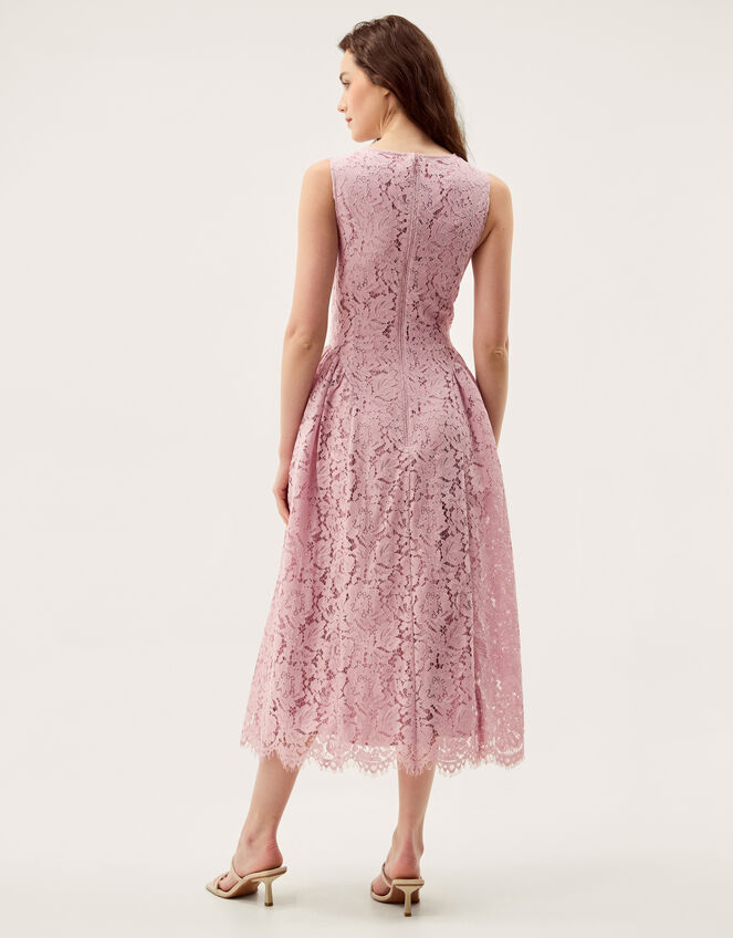 Lydia Sleeveless Lace Midi Dress Pink