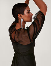 Billie Bow Midi Dress, Black (BLACK), large