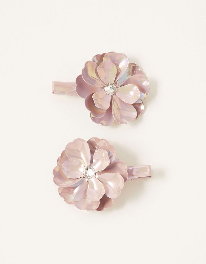 Pearly Shine Flower Hair Clips, , large