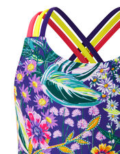 Isobelline Floral Swimsuit with Recycled Polyester, Blue (NAVY), large