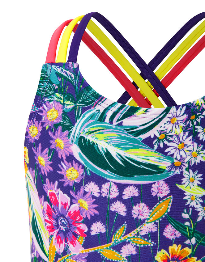 Isobelline Floral Swimsuit with Recycled Polyester, Blue (NAVY), large