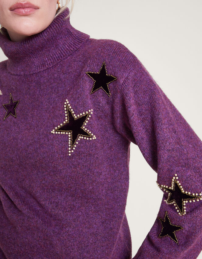 Purple Striped Star Sweater
