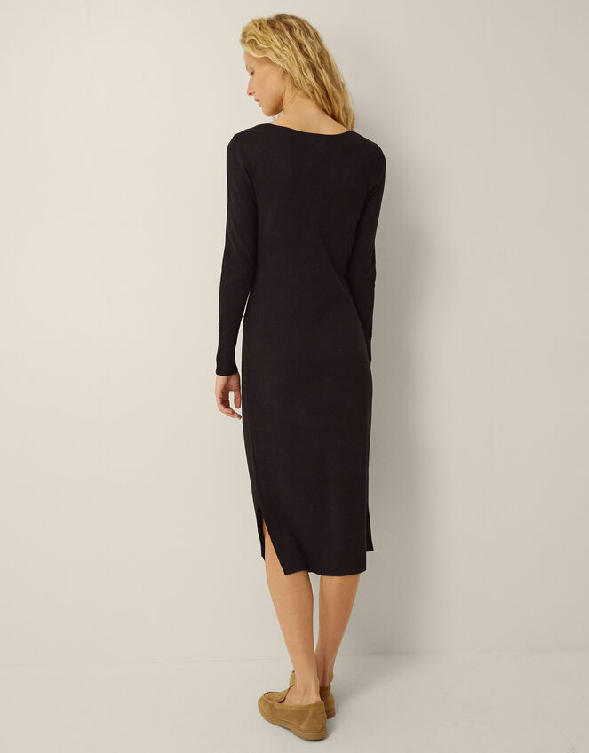 Lulu Lace Knitted Midi Dress, Black (BLACK), large