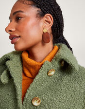 Blair Boucle Single Breasted Belt Coat, Green (GREEN), large