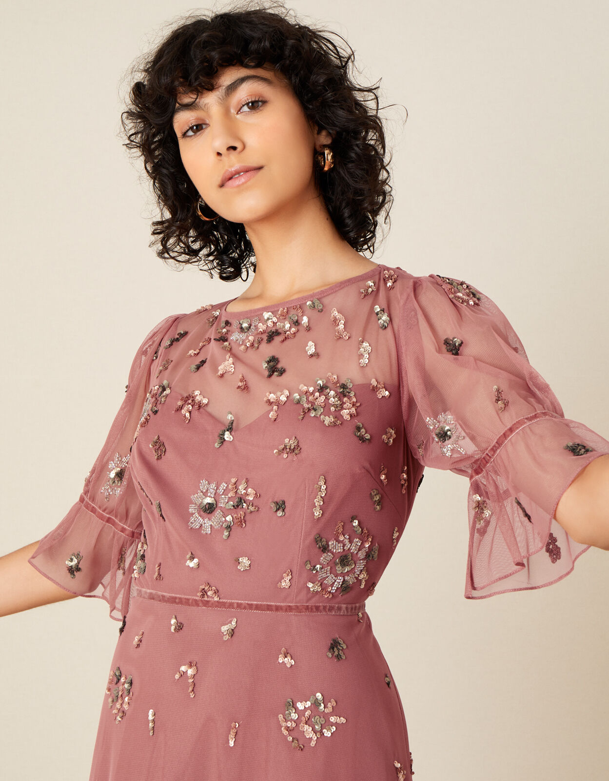 Roxanne Embellished Midi Dress Pink