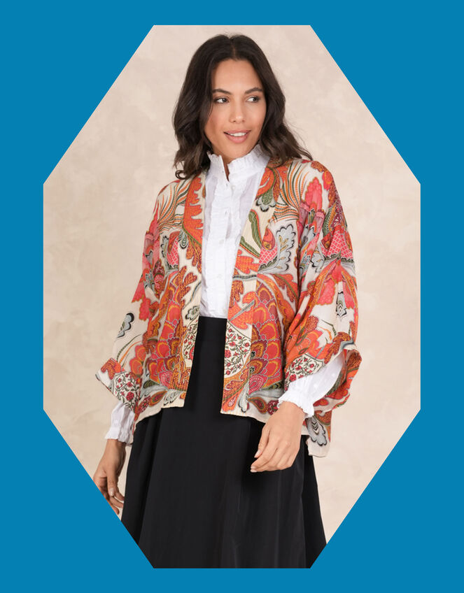 One Hundred Stars Fiesta Print Kimono Jacket, , large