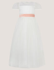 Velvet Bow Bridesmaid Dress, Ivory (IVORY), large
