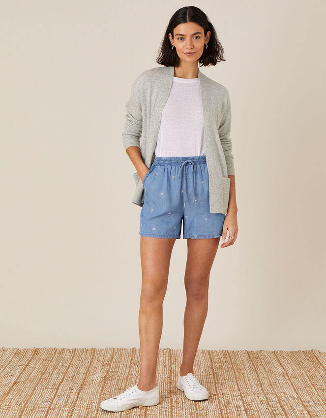 Palm Tree Shorts in LENZING™ TENCEL™ , Blue (DENIM BLUE), large