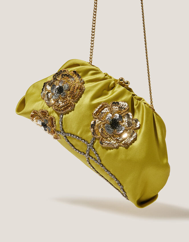 Sora Embellished Satin Clutch Bag, , large