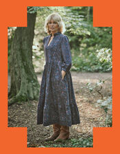 Dilli Grey Cord Print Dress, Blue (NAVY), large