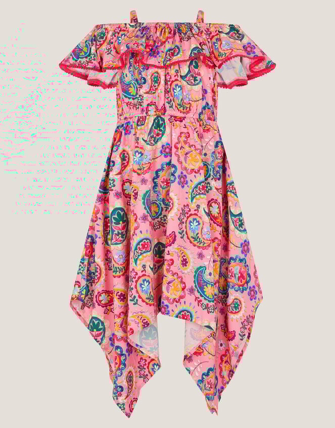 Paisley Print Hanky Hem Dress, Pink (PINK), large